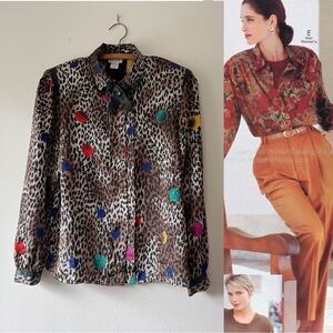 Vintage 90’s‎ Leopard Print Women's blouse size 14 L